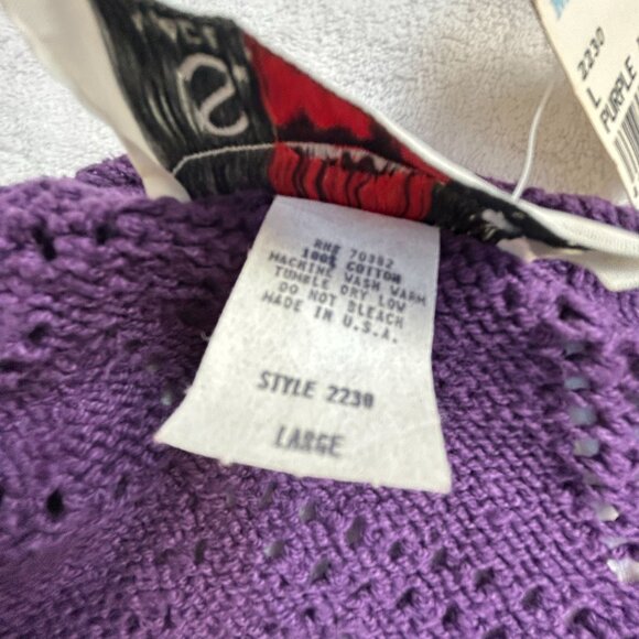 S.W.A.K. Purple Iris Knit Sweater Women’s Large V-Neck Textured Pullover NWT - Picture 4 of 7
